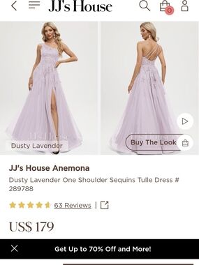 JJ's House Dusty Lavender (Dusk) Lace One Shoulder Dress NWT